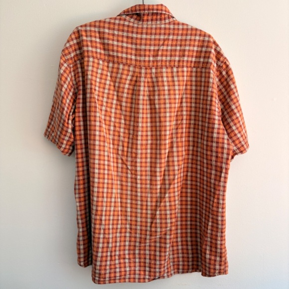 Vintage WOOLRICH Plaid casual button down dress shirt Men XL Orange fabric - Picture 4 of 5